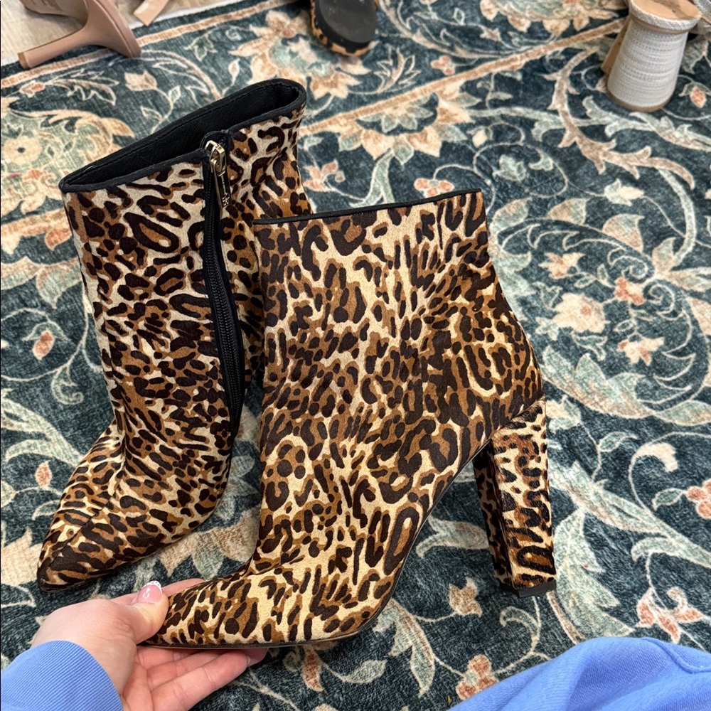 Jessica Simpson Leopard Print Heeled Boots
